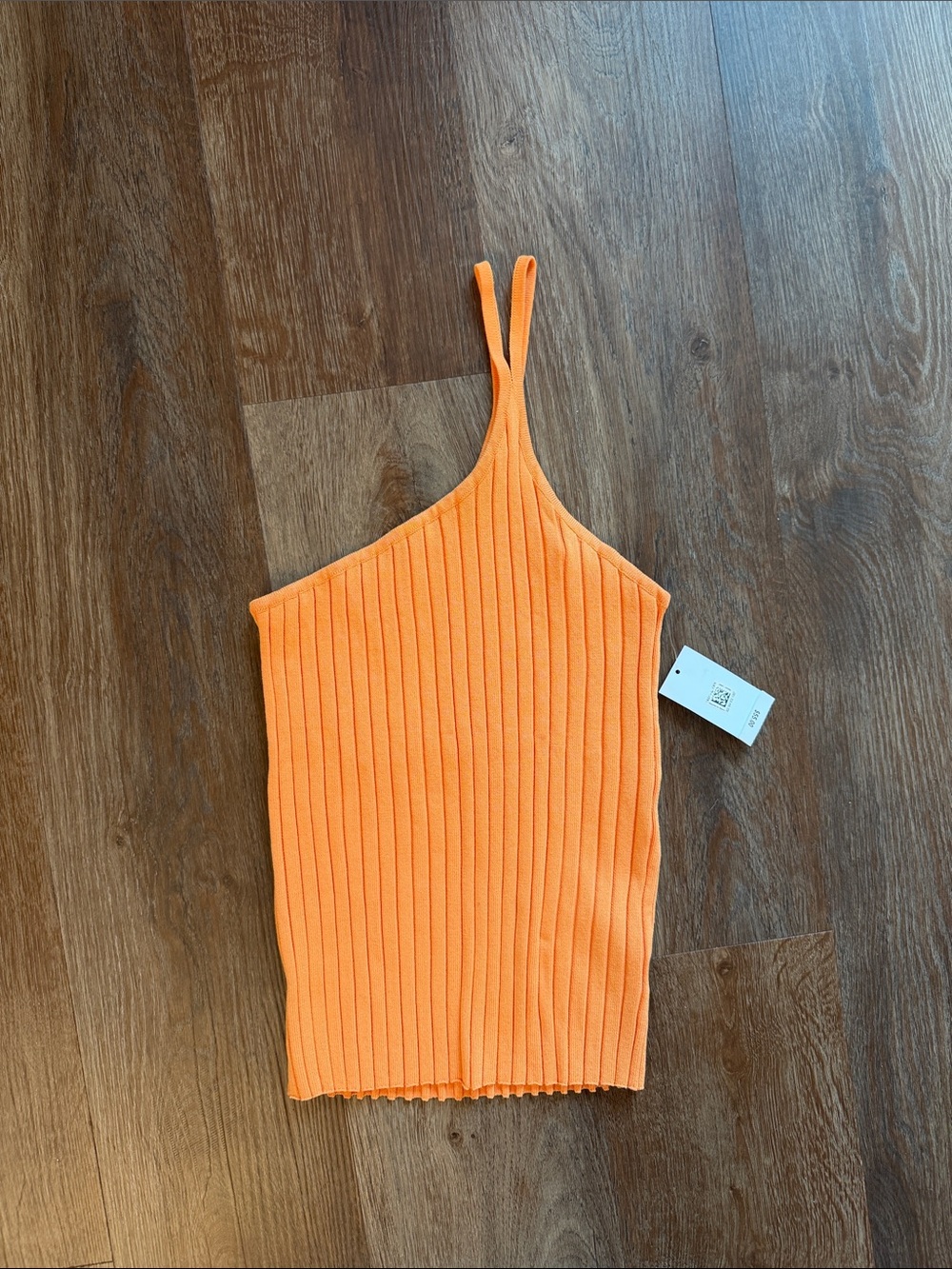 Sleeveless Ribbed One-Shoulder Tank Top - Orange